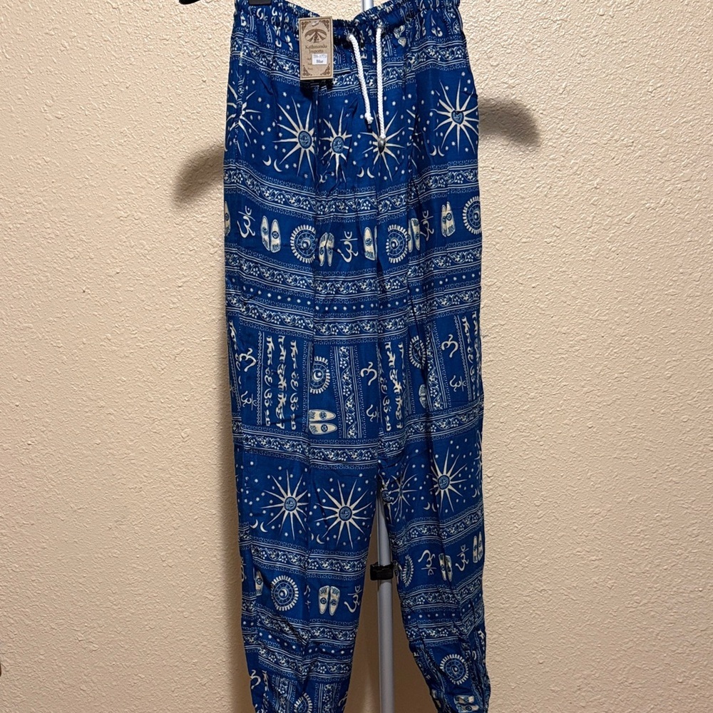 Blue celestial drawstring blue harem jogger bottom pants - Picture 2 of 11